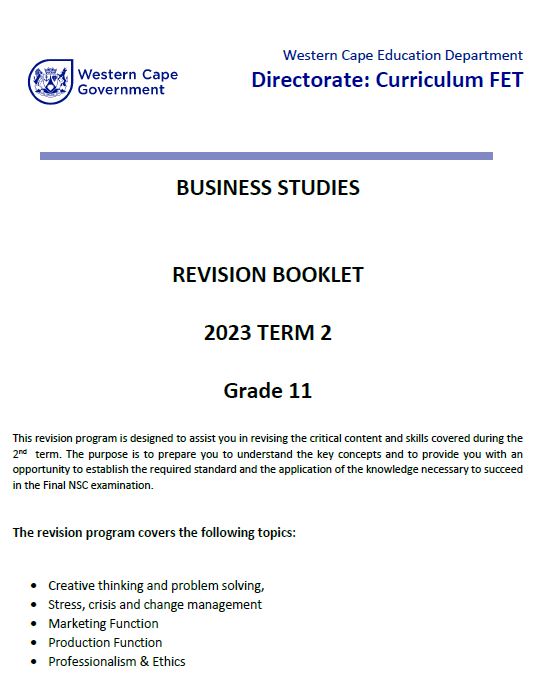 business studies grade 12 assignment 2023 term 2